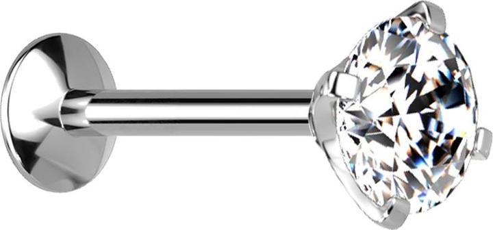 Image du produit Star Piercing Micro femelle Labret UFO argenté avec cristal serti argenté (Titane G23, sans laiton)