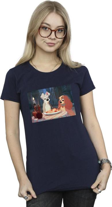 Actual product image Disney Womens/Ladies Lady And The Tramp Spaghetti Photo Cotton T-Shirt (L)
