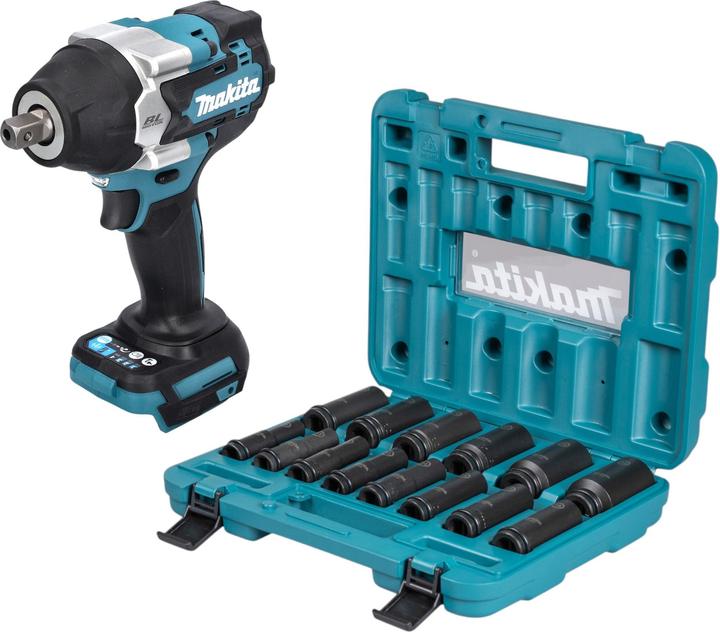 Produktbild Makita DTW 701 Z Akku Schlagschrauber 18 V 700 Nm 1/2" Brushless + Steckschlüssel Set 14 tlg. - (Akkubetrieb)