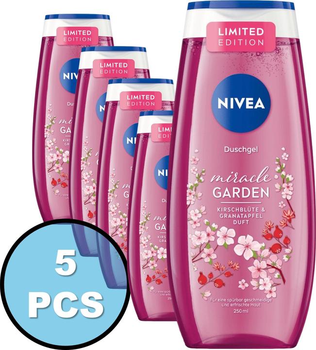 Immagine prodotto NIVEA 5xGel doccia miracoloso Giardino dei fiori di ciliegio (250 ml)