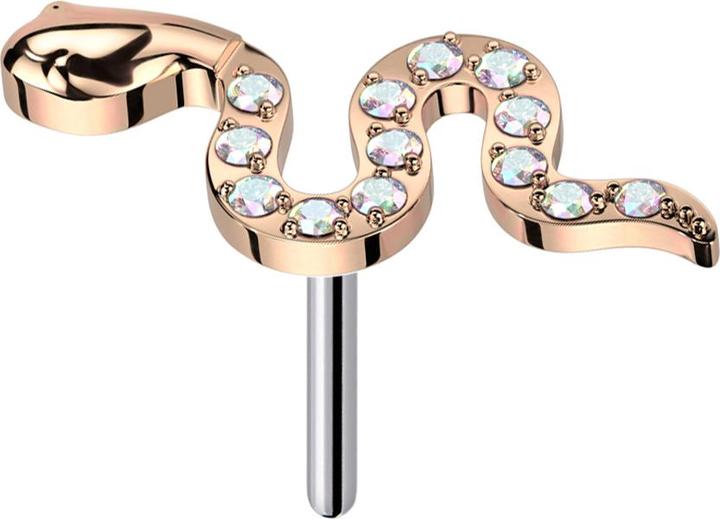 Produktbild Star Piercing Threadless Schlange rosegold Kristalle multicolor (ohne Messing, Titan G23)