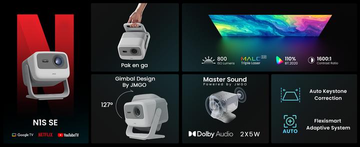 Actual product image JMGO N1S SE LED DLP Projector 800 ISO 1080P GTV (Full HD+, 800 lm, 1.2:1)