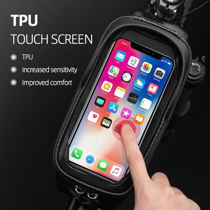 Actual product image Rockbros B68 armoured bicycle bag with phone cover 1.5l - black (1.50 l, Luggage carrier bag)