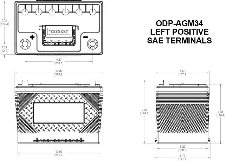 Actual product image Odyssey AGM Battery Performance Automotive (ODP) 12V 61Ah 792A (12 V, 61 Ah, 792 A)
