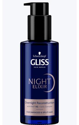 Schwarzkopf Gliss Night Elixir Ricostruzione Trattamento Rigenerante Notte Senza Risciacquo Per Danneggiati E (100 ml)