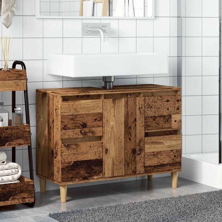 Actual product image VidaXL Waschbeckenunterschrank Altholz-Optik 80x33x60 cm Holzwerkstoff (80 x 33 x 60 cm)