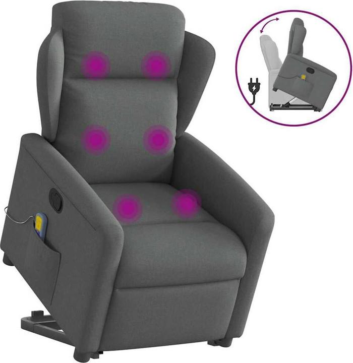 Actual product image VidaXL Massage chair with stand-up aid dark grey fabric