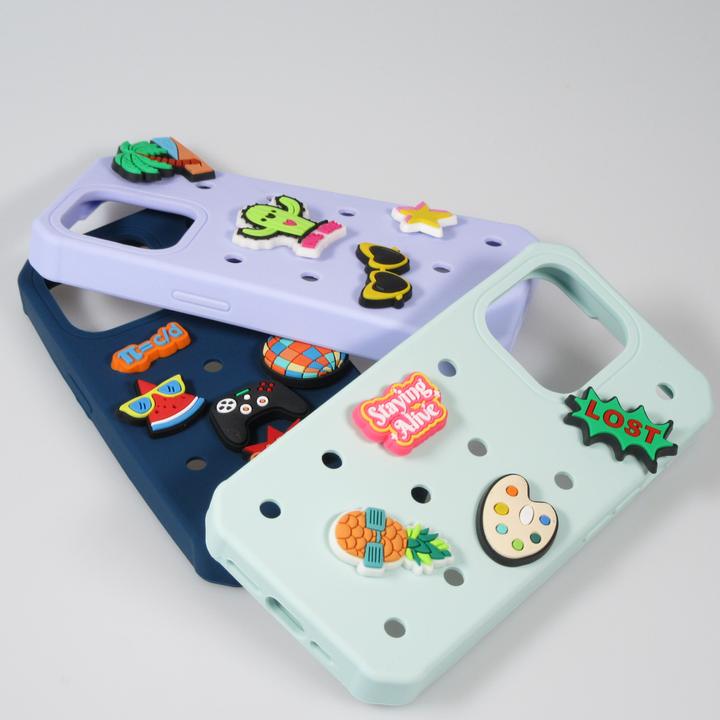 Actual product image PhoneLook Cover Thick silicone cover with holes for stick-on stickers Light blue (Apple iPhone 15)