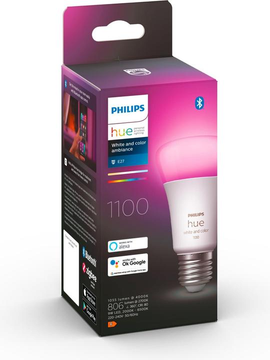 Image du produit Philips Hue White & Color Ambiance BT (E27, 11 W, 1100 lm, 1 x, F)