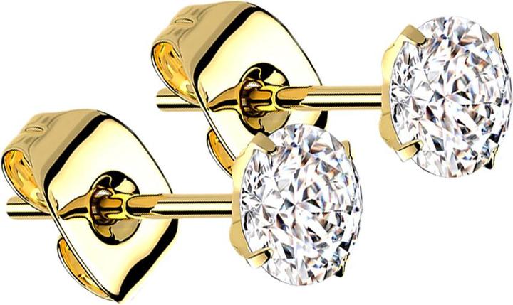 Produktbild Star Piercing Ohrstecker vergoldet runder Kristall silber (Titan G23, ohne Messing)