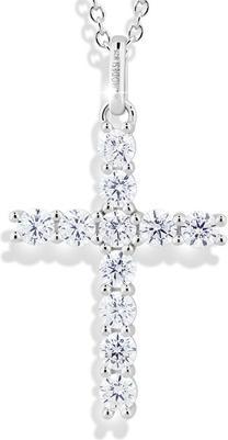 Actual product image Modesi Shiny silver necklace Cross M00441 (chain. pendant)