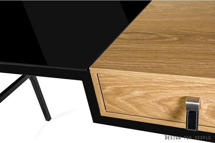 Actual product image Unique Desk with drawer LESTE 120 x 60 cm black/oak (120 x 76 x 60 cm)