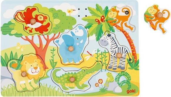 Produktbild Goki Kleinkinder Puzzle Soundpuzzle Afrikanische Tiere (6 Teile)