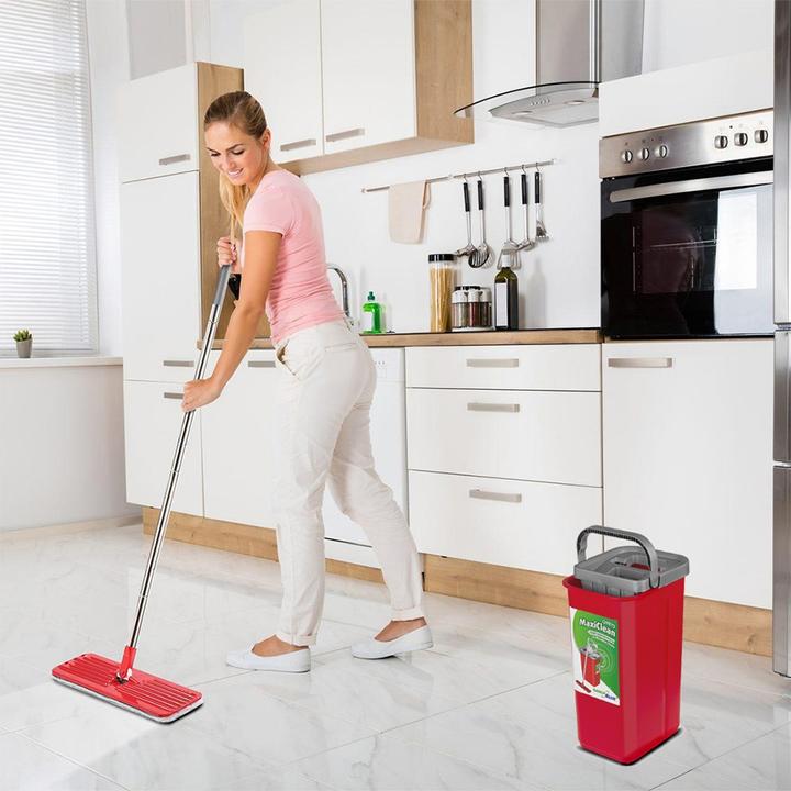 Actual product image Greenblue Flat broom + bucket + telescopic pole + 2 x Microfiber mat 5.7 L floor cleaning XXL set swivel head (1 pcs.)