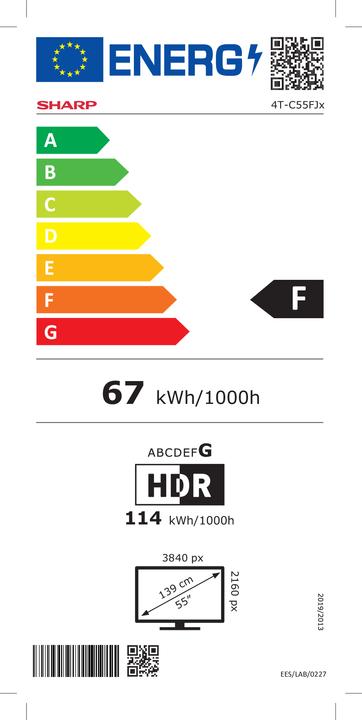 Energie-Label Sharp 55FJ2E 55" UHD Smart TV schwarz (55", LCD, 4K)