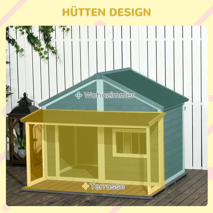 Image du produit Swisshandel24 Niche en bois massif pour petits animaux Niche pour chien avec terrasse Toit en asphalte Niche (Niche pour chien)