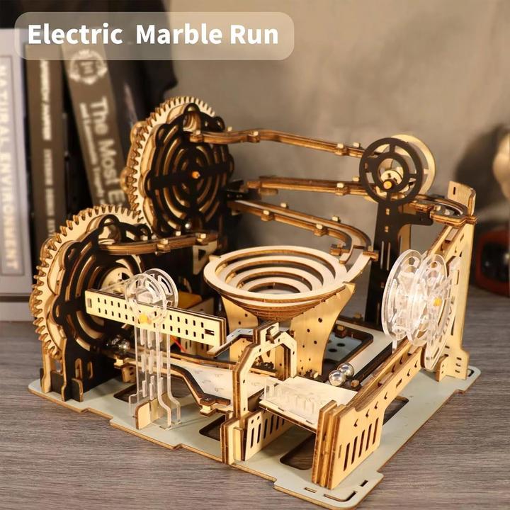 Image du produit The Toy Company 3D Holz Kugelbahn, Murmelbahn Puzzle aus Holz, batteriebetrieben