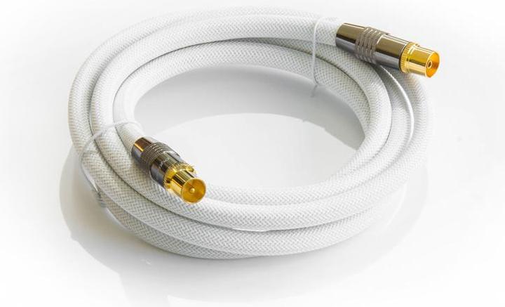 Actual product image Python SAT antenna cable, IEC/coax plug to socket gold-plated, shielding 120 db, 75 Ohm, nylon braiding (120 dB, Antenna cable)