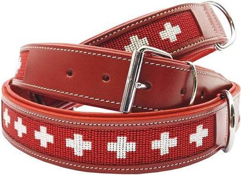 Actual product image Colly Collier en cuir avec croix suisse, perlé, 70cm/4.2cm (Dog, General)