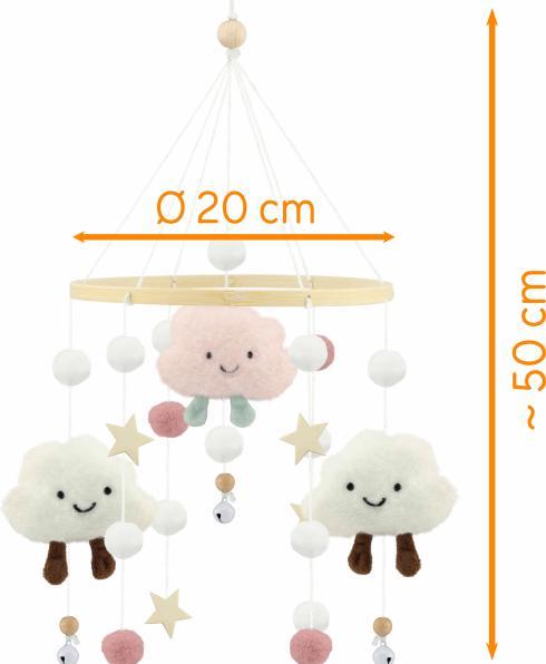 Immagine prodotto Ulysse Couleurs d'Enfance Grazioso dispositivo mobile in feltro: Nuvola rosa