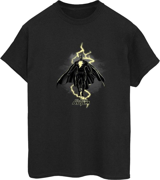 Actual product image Womens/Ladies Black Adam Hovering Bolt Cotton Boyfriend T-Shirt (L)