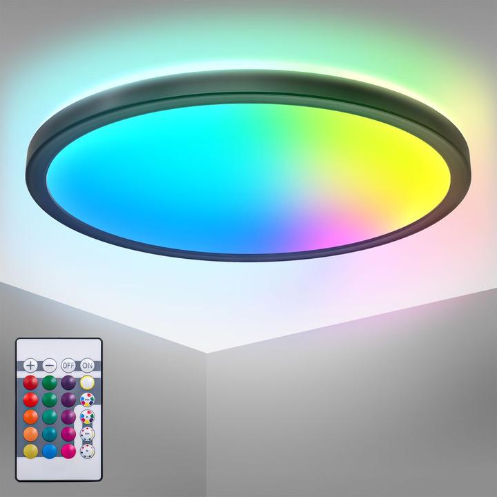 Produktbild B.K.Licht Ultraflaches RGB/W-LED Panel mit Backlight, schwarz, 1xLED/15W (1850 lm)