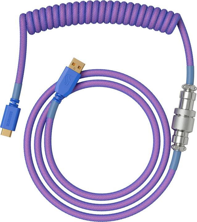 Image du produit Glorious GMMK Coiled Cable Nebula, Câble spiralé, USB-C/USB-A - violet/argenté
