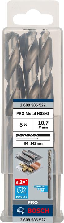 Image du produit Bosch Professional Zubehör Foret hélicoïdal PRO Metal HSS-G, 10,7 x 94 x 142 mm (10,7 mm)