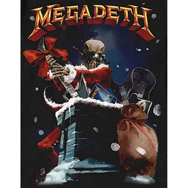 Actual product image Megadeth Unisex Adult Santa Vic Chimney Cotton Christmas T-Shirt (L)
