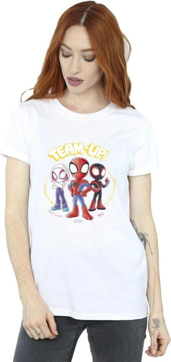 Actual product image Womens/Ladies Spidey And His Amazing Friends Sketch Cotton Boyfriend T-Shirt (3XL)