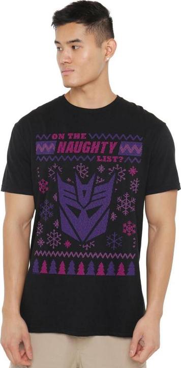 Actual product image Transformers Mens Decepticons Naughty List Christmas Jumper T-Shirt (L)