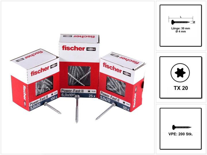 Immagine prodotto Fischer PowerFast II (200 Viti per pezzo)
