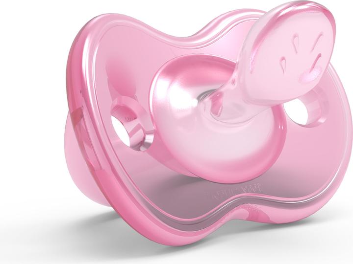 Nuvita Silikon Schnuller Orthosoft kiefergerechter Sauger 0M+ rosa transparent (2 x, ab Geburt, bis 3 Monate)