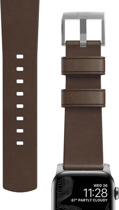 Produktbild Nomad Modern Connector Strap (44 mm, Edelstahl, Leder, Apple Watch Series 6, Apple Watch Series 5, Apple Watch SE, Apple Watch Series 4)