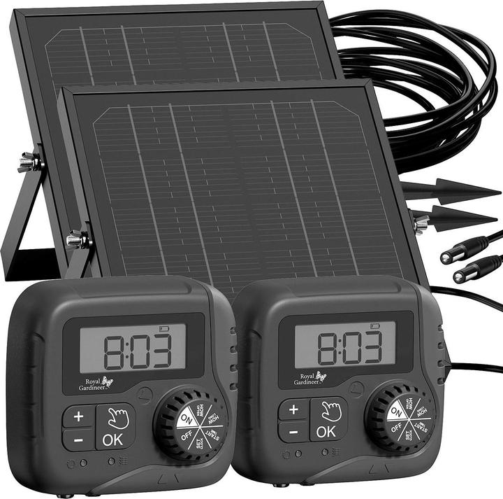 Produktbild Royal Gardineer 2er-Set Autarkes 51-tlg. Solar-Bewässerungssystem mit Pumpe (Tropfbewässerung Set)