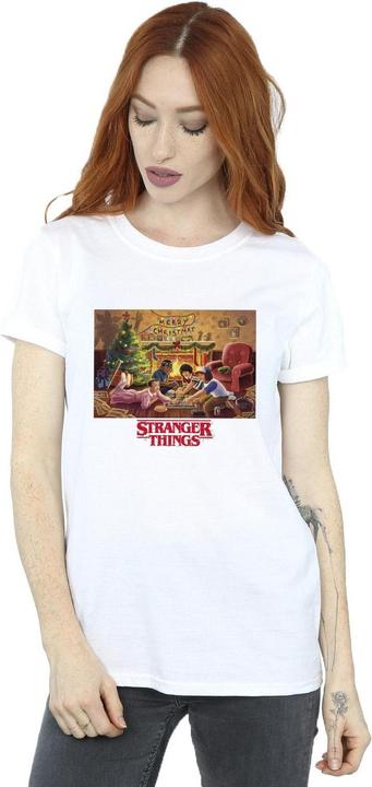 Actual product image Netflix Womens/Ladies Stranger Things Christmas Gathering Cotton Boyfriend T-Shirt (XXL)