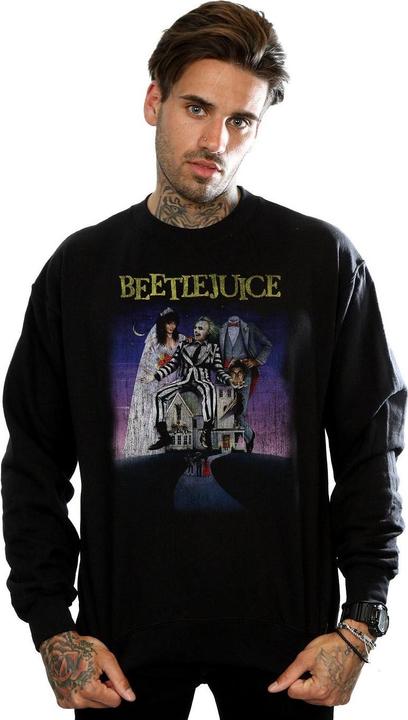 Actual product image Beetlejuice Mens Distressed Poster Cotton Sweatshirt (L)