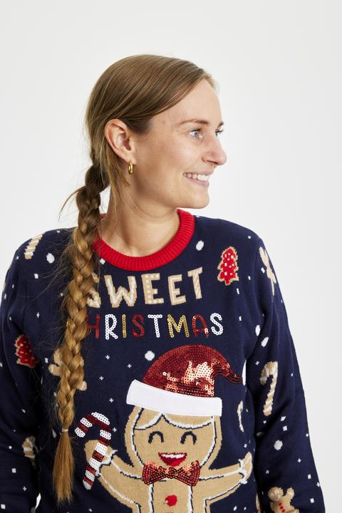 Actual product image Christmas Sweats Cute Cookie Man LED Sweater (M)