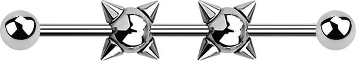 Produktbild Star Piercing Barbell silber zwei Conekugeln mit zwei Kugeln (Chirurgenstahl 316L, ohne Messing)