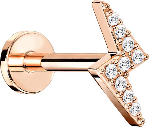 Produktbild Star Piercing Micro Labret Innengewinde rosegold Blitz mit Kristall (Messing, Chirurgenstahl 316L)