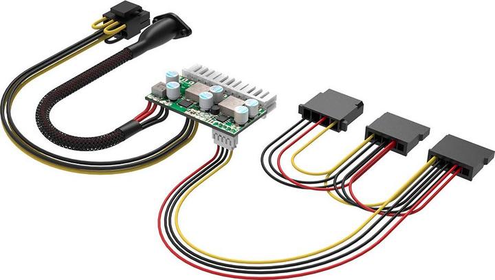 Actual product image Akasa Compact Power 200W DC-to-DC ATX Adapter with 4-pin Power DIN for Small Form Factor Chassis (200 W)