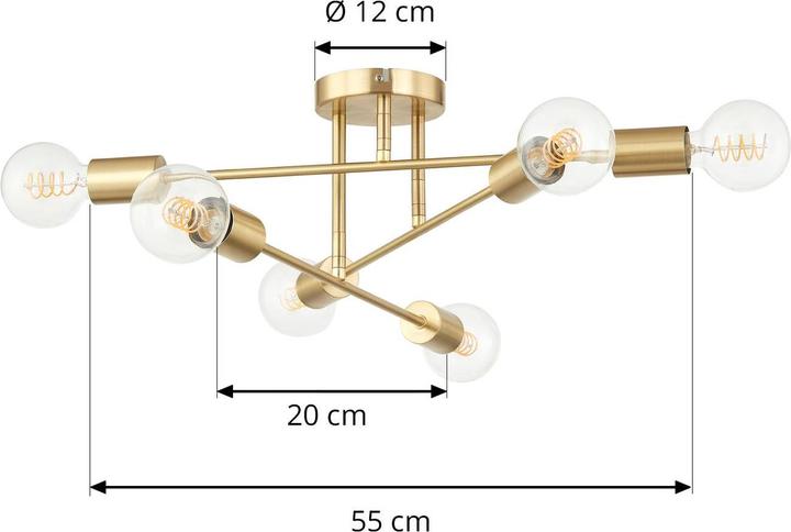 Produktbild Lindby Aloria Deckenleuchte, sechsflammig, gold (E27)