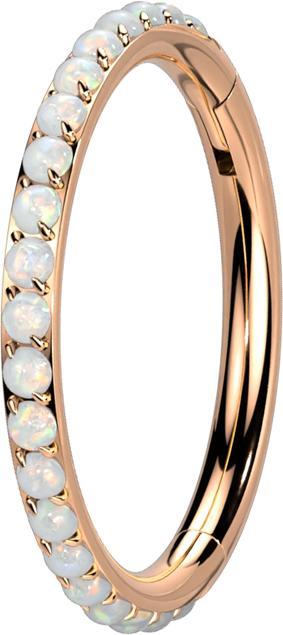 Star Piercing Micro Segmentring klappbar rosegold seitlich Opale weiss (ohne Messing, Titan G23)