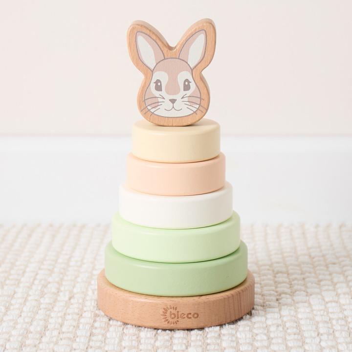Actual product image Bieco Stapelspielzeug Stapelturm Hase Fine 10 cm x 10 cm x 18.5 cm