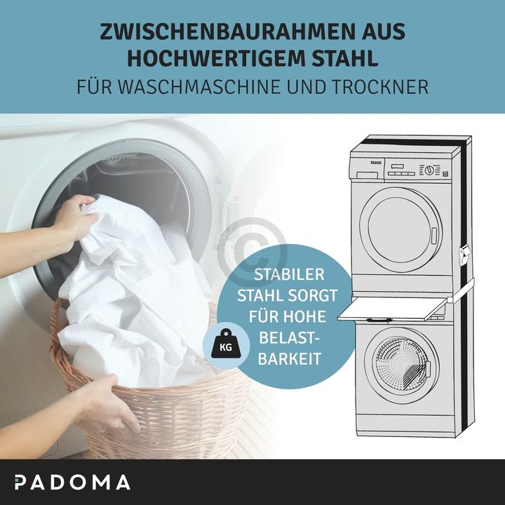 Produktbild Padoma Zwischenbaurahmen für Waschmaschine Trockner mit Arbeitsplatte