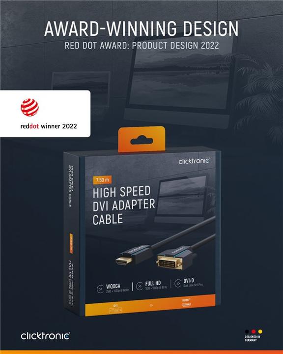 Produktbild clicktronic HDMI (Typ A) — DVI (7.50 m, DVI, HDMI)