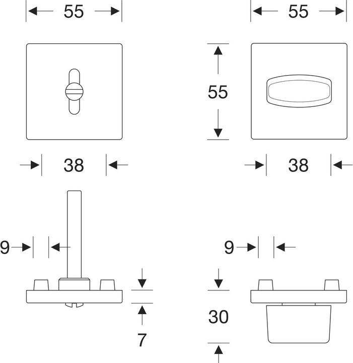 Actual product image FSB Lever handle set 12 1076 ASL on square rose WC, black matt (Door set)