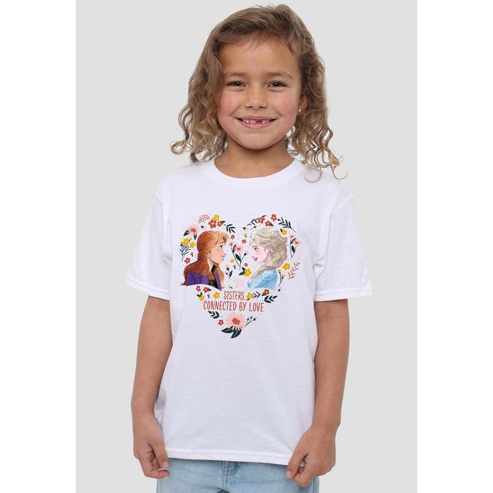Actual product image Disney Frozen Childrens/Kids Sisters Connected By Love Elsa Anna Valentine's Day T-Shirt (152, 158)
