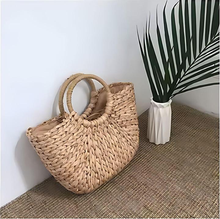 Produktbild Hermex Strandtasche Stroh-Handtasche Halbmond-Tragetasche Beach-Bag