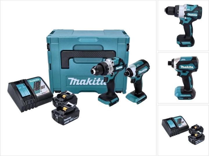 Makita DLX 2432 TJ Battery Combo Kit DDF 486 cordless drill + DTD 153 cordless impact wrench + 2x accu (Rechargeable battery operated)